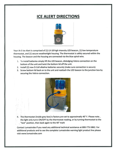 Ice Alert Low Temperature Warning Light - IA-5